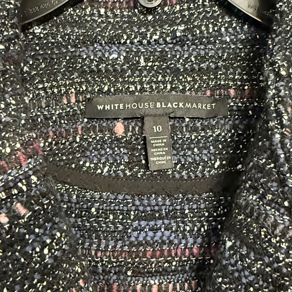 White House Black Market (WHBM) women’s blazer crop tweed black multicolor 10‎ - Picture 3 of 12